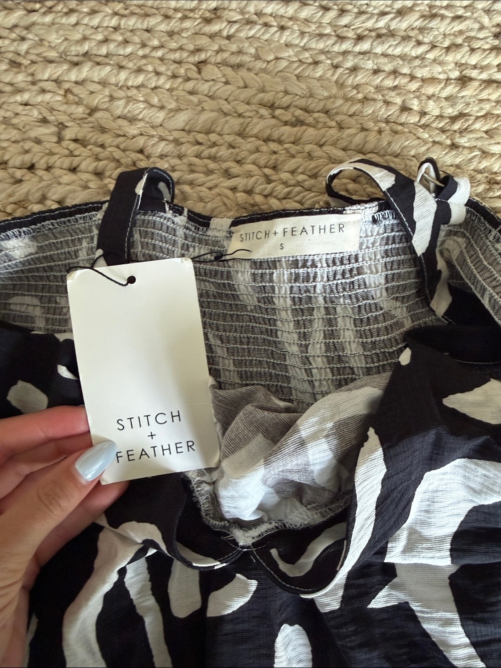 Black & White Abstract Tiered Sundress - Picture 5 of 5